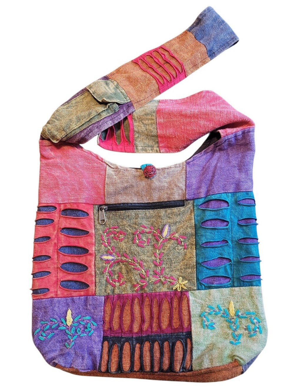 Patchwork Embroidered Hobo Boho Bohemian Crossbody Bag Purse Colorful Artsy